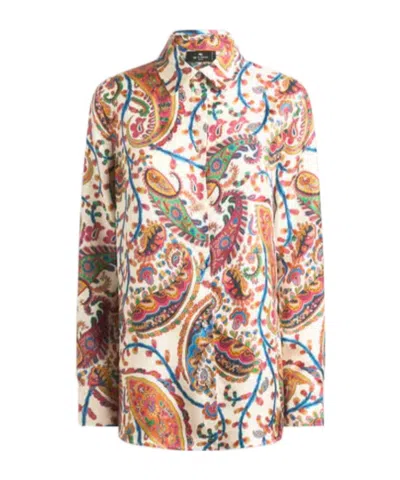 Etro Silk Twill Shirt With Floral Paisley Motif In Multi