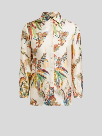 Etro Paisley-print Silk Shirt In Neutral