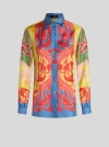 Etro Abstract Swirl Silk Shirt In Yellow