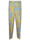 Etro Silk Twill Tailored Trousers With Floral Paisley Print In Blue