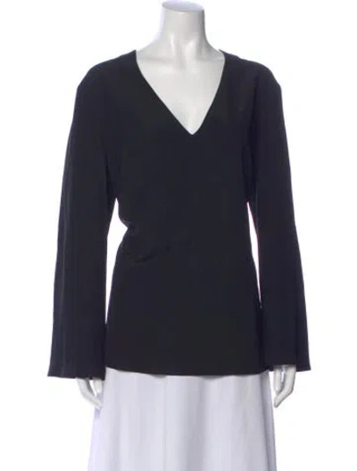 Pre-owned Etro Silk V-neck Blouse In Black