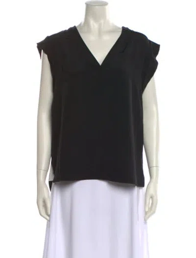 Pre-owned Etro Silk V-neck Blouse In Black