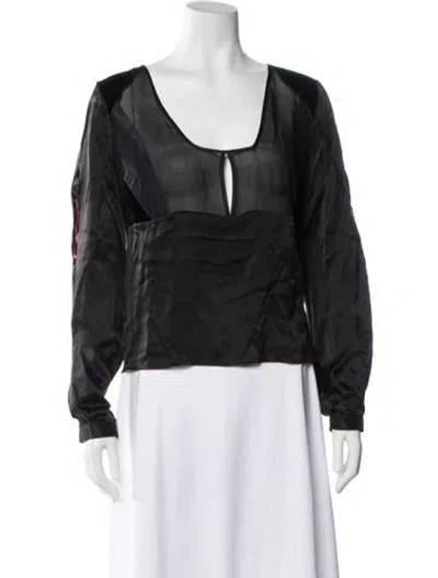 Pre-owned Etro Silk V-neck Blouse In Black