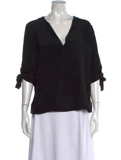 Pre-owned Etro Silk V-neck Blouse In Black