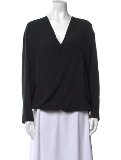 Pre-owned Etro Silk V-neck Blouse In Black