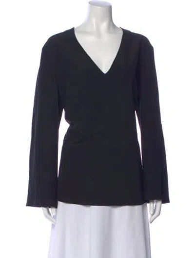 Pre-owned Etro Silk V-neck Blouse In Black