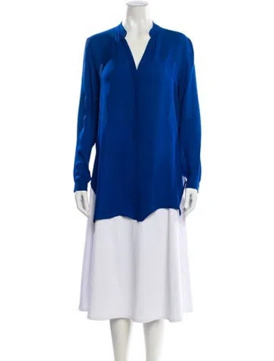 Pre-owned Etro Silk V-neck Blouse In Blue