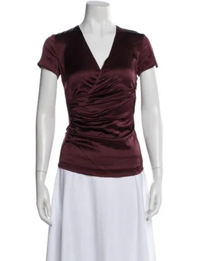 Pre-owned Etro Silk V-neck Blouse In Burgundy