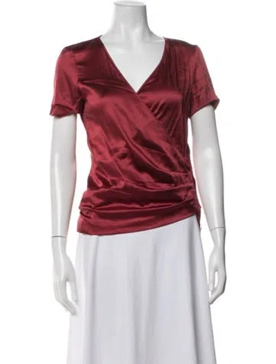 Pre-owned Etro Silk V-neck Blouse In Burgundy