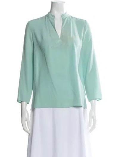 Pre-owned Etro Silk V-neck Blouse In Green