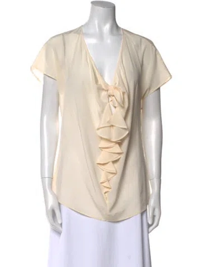 Pre-owned Etro Silk V-neck Blouse In Neutral