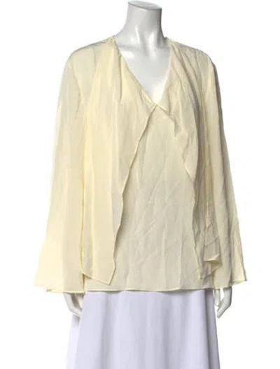 Pre-owned Etro Silk V-neck Blouse In Neutral