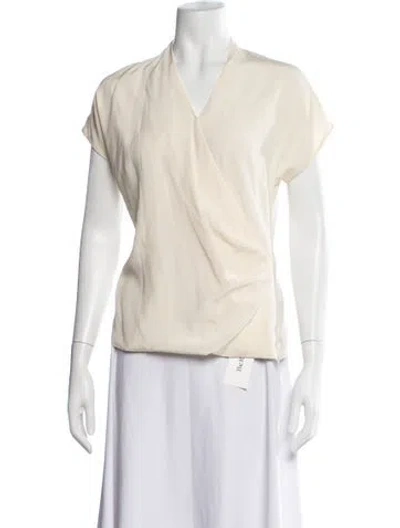 Pre-owned Etro Silk V-neck Blouse In Neutrals