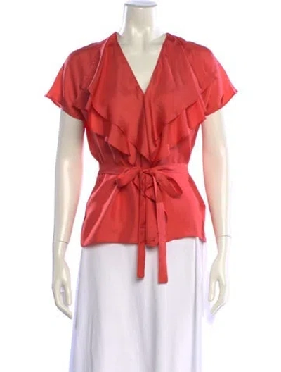 Pre-owned Etro Silk V-neck Blouse In Orange