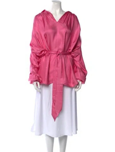 Pre-owned Etro Silk V-neck Blouse In Pink