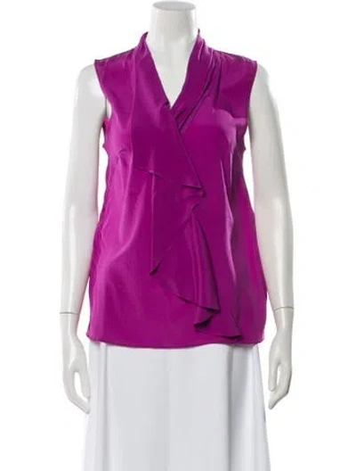 Pre-owned Etro Silk V-neck Blouse In Pink