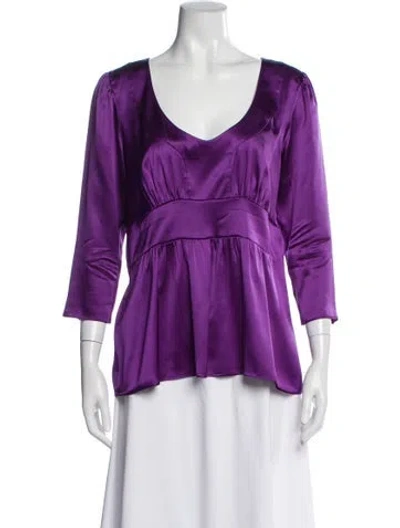Pre-owned Etro Silk V-neck Blouse In Purple