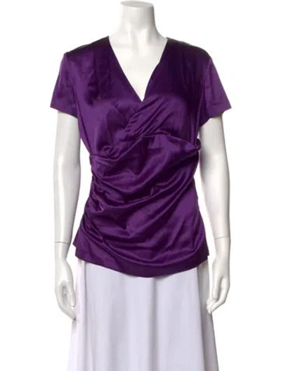 Pre-owned Etro Silk V-neck Blouse In Purple