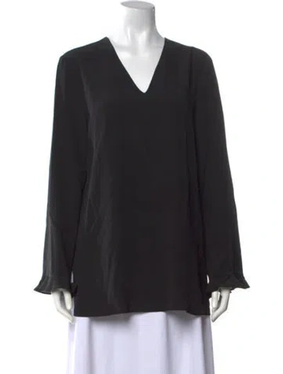 Pre-owned Etro Silk V-neck Blouse W/ Tags In Black