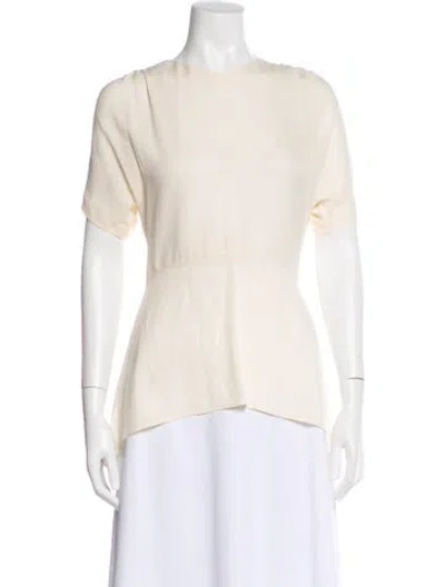 Pre-owned Etro Silk V-neck Blouse W/ Tags In Neutral