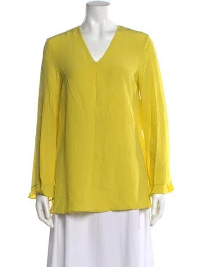 Pre-owned Etro Silk V-neck Blouse In Yellow