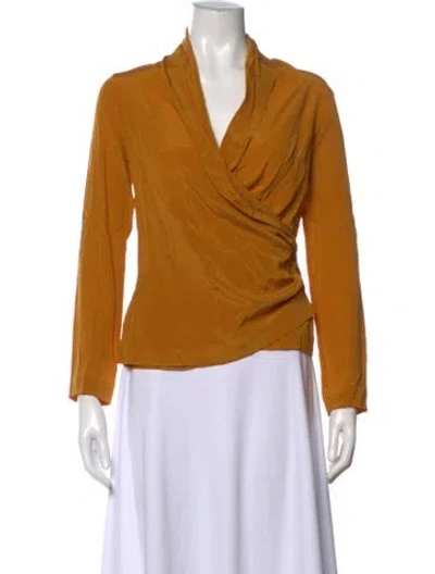 Pre-owned Etro Silk V-neck Blouse In Yellow