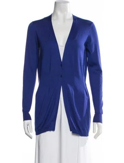 Pre-owned Etro Silk V-neck Sweater In Blue