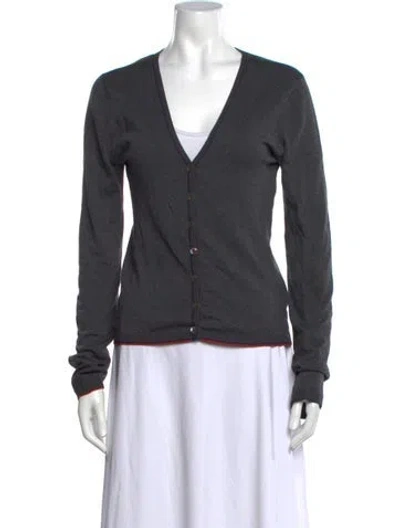 Pre-owned Etro Silk V-neck Sweater In Grey