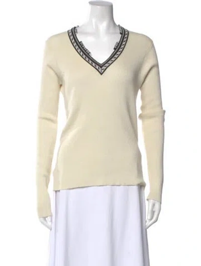 Pre-owned Etro Silk V-neck Sweater In Neutral