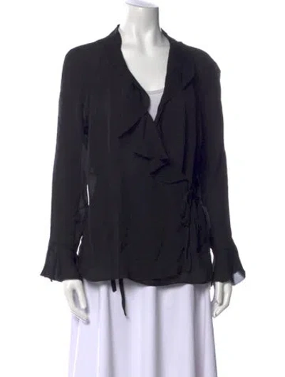 Pre-owned Etro Silk V-neck Sweater W/ Tags In Black