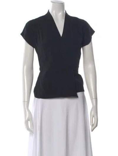 Pre-owned Etro Silk V-neck Top W/ Tags In Black