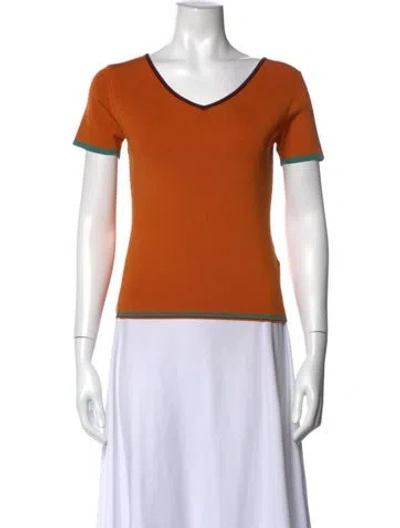 Pre-owned Etro Silk V-neck T-shirt In Orange