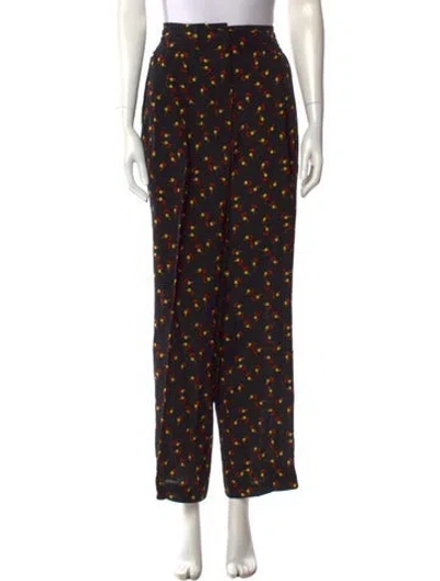 Pre-owned Etro Silk Wide Leg Pants In Black