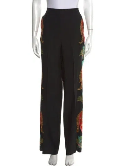 Pre-owned Etro Silk Wide Leg Pants In Black