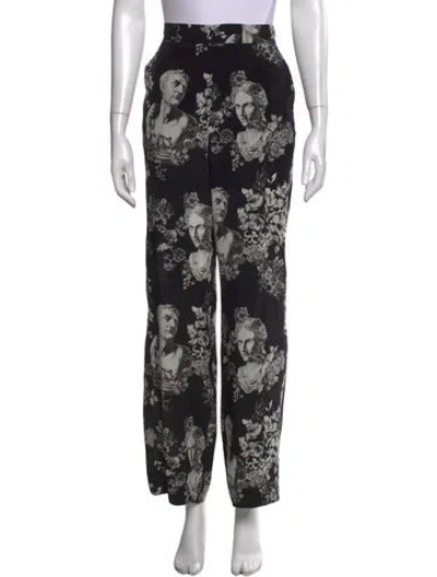 Pre-owned Etro Silk Wide Leg Pants In Black