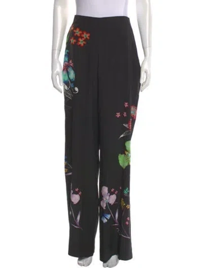 Pre-owned Etro Silk Wide Leg Pants In Black
