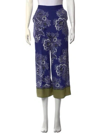 Pre-owned Etro Silk Wide Leg Pants In Blue