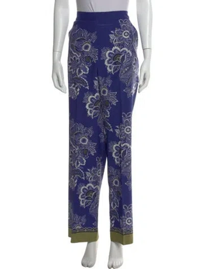 Pre-owned Etro Silk Wide Leg Pants In Blue