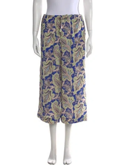 Pre-owned Etro Silk Wide Leg Pants In Blue