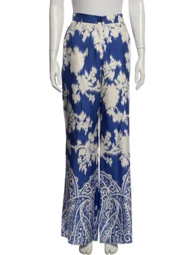 Pre-owned Etro Silk Wide Leg Pants In Blue