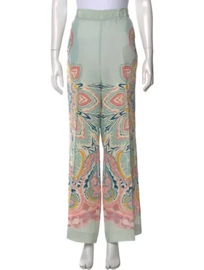 Pre-owned Etro Silk Wide Leg Pants In Blue
