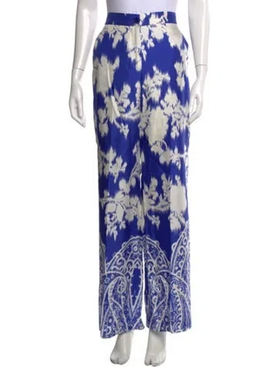Pre-owned Etro Silk Wide Leg Pants In Blue