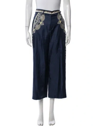 Pre-owned Etro Silk Wide Leg Pants In Blue