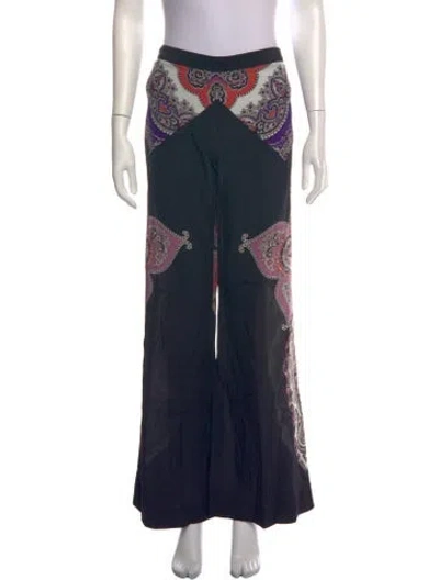 Pre-owned Etro Silk Wide Leg Pants In Blue