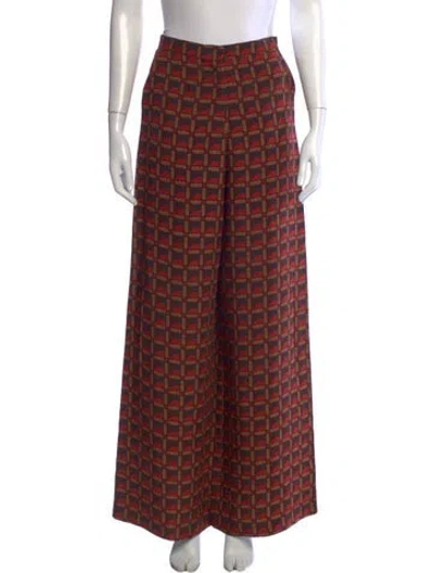 Pre-owned Etro Silk Wide Leg Pants In Blue/brown/red