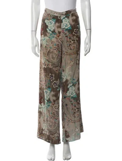 Pre-owned Etro Silk Wide Leg Pants In Brown