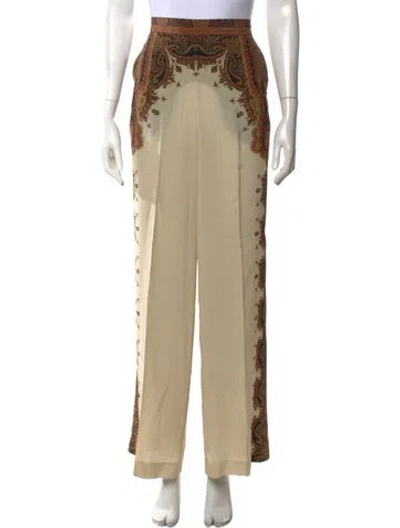 Pre-owned Etro Silk Wide Leg Pants In Brown