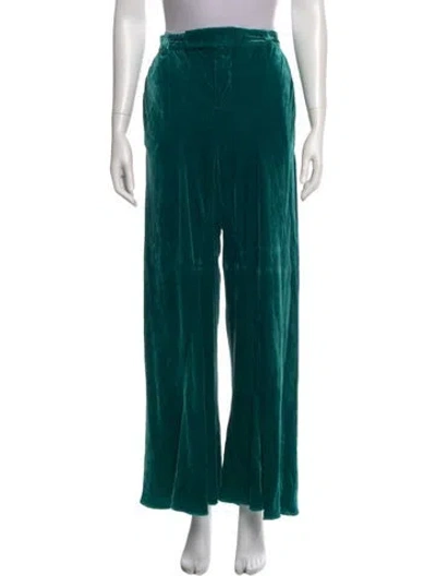 Pre-owned Etro Silk Wide Leg Pants In Green