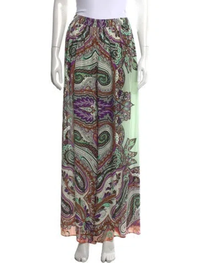 Pre-owned Etro Silk Wide Leg Pants In Green