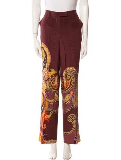 Pre-owned Etro Silk Wide Leg Pants In Multi